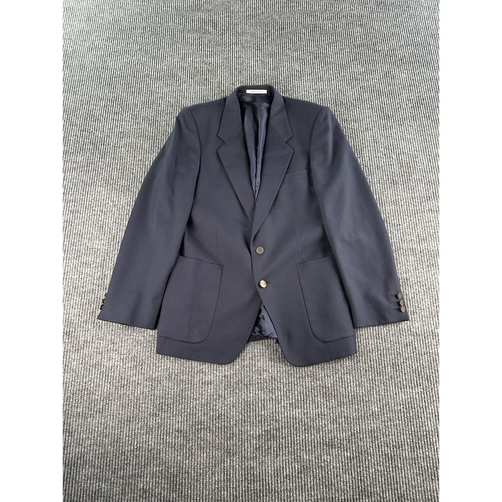Vintage Yves Saint Laurent Wool Blazer 42r Navy B… - image 1